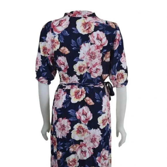 Old Navy Waist-Defined Ruffled Tie-Belt Midi Wrap Dress Size Medium Tall - Picture 8 of 10